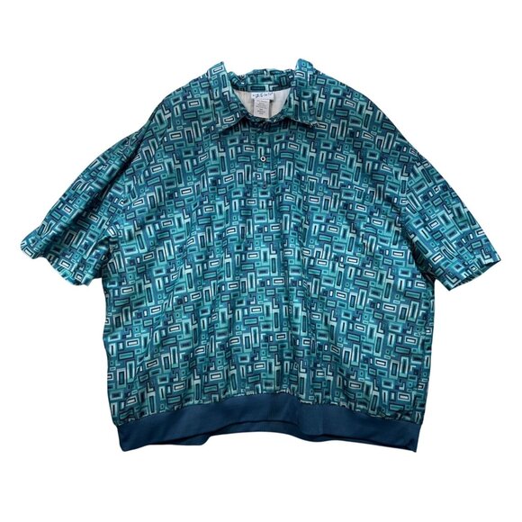 Irvine Park Mens Short Sleeve Henley Shirt Size  4XL Retro Geometric Casual Y2K - Picture 1 of 9